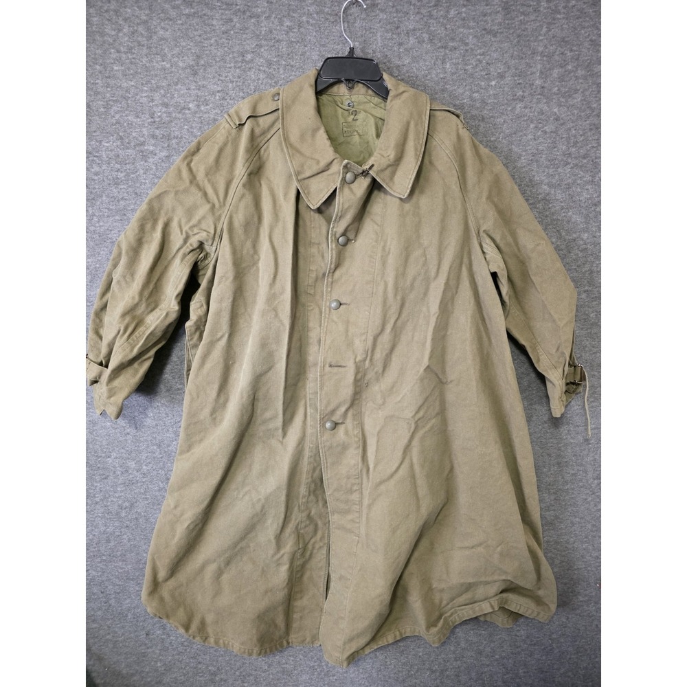 VTG WWII French MILITARY Motorcycle Dispatch Rider Overcoat Trench Coat